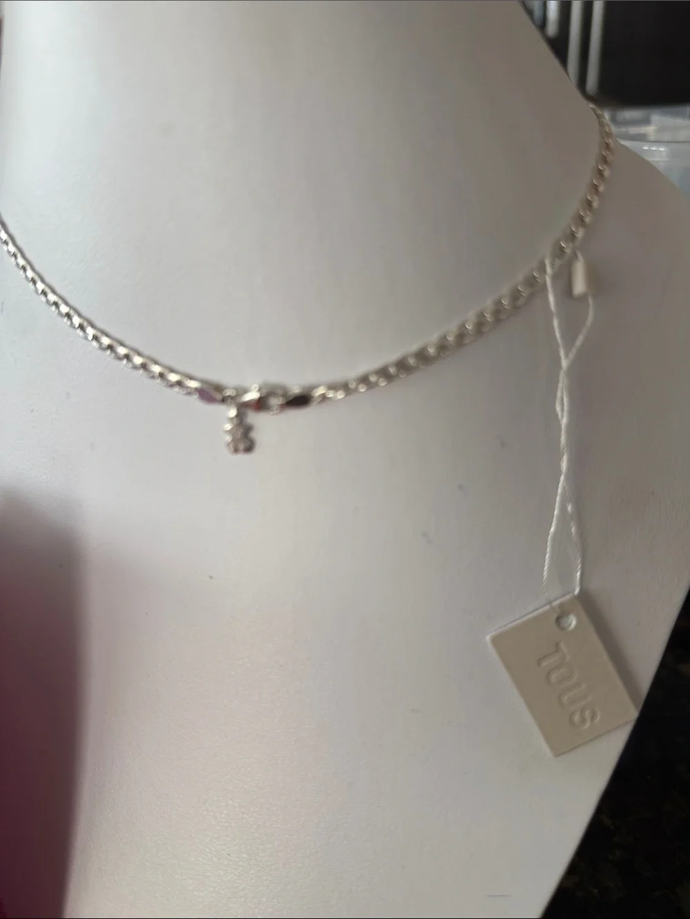 Tous Silver-Tone Chain Necklace with Tiny Bear Charm